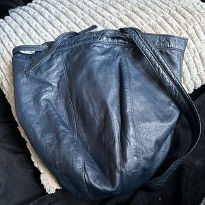 Vintage navy leather clutch